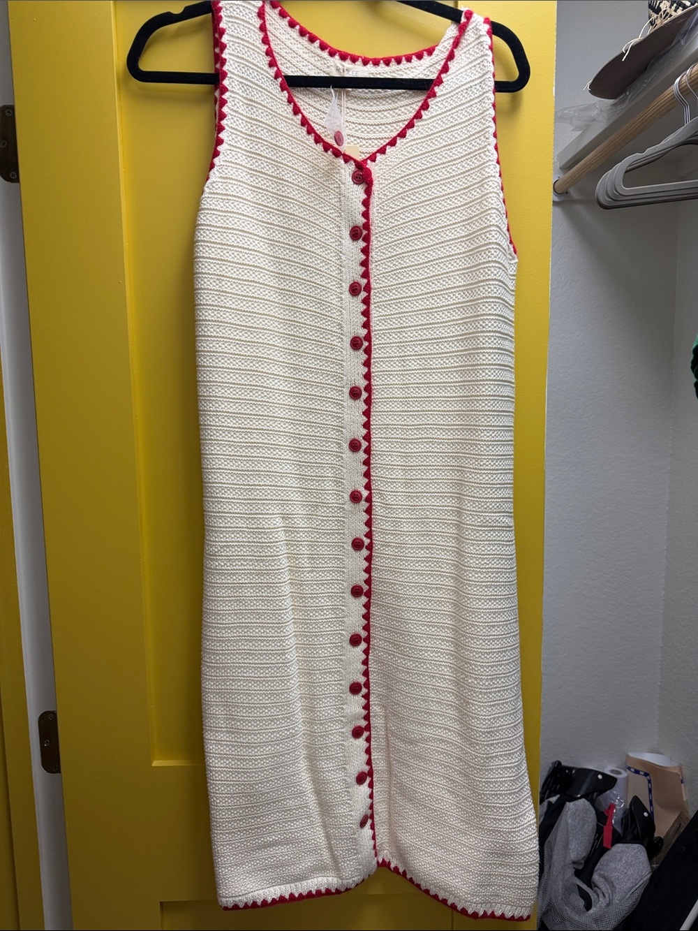 New! With tags Red and cream sweater dress